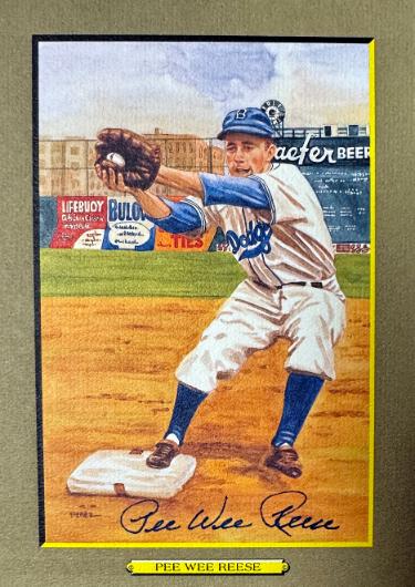 Pee Wee Reese signed Brooklyn Dodgers Perez Steele Great Moments 5.75x8 Postcard- Beckett (HOF)