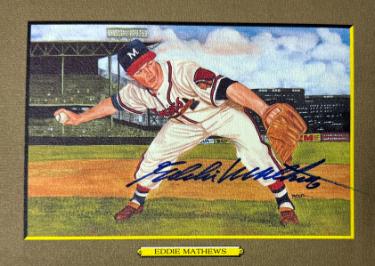 Eddie/Ed Mathews signed Milwaukee Braves Perez Steele Great Moments 5.75x8 Postcard- Beckett (HOF)
