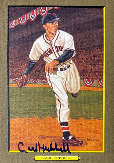 Carl Hubbell signed New York Giants Perez Steele Great Moments 5.75x8 Postcard #35- Beckett (HOF)