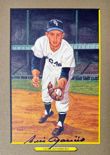 Luis Aparicio signed Chicago White Sox Perez Steele Great Moments 5.75x8 Postcard #43- Beckett (HOF)