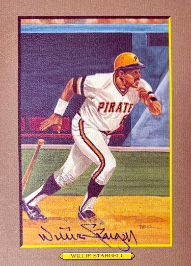 Willie Stargell signed Pittsburgh Pirates Perez Steele Great Moments 5.75x8 Postcard #38- Beckett (HOF)