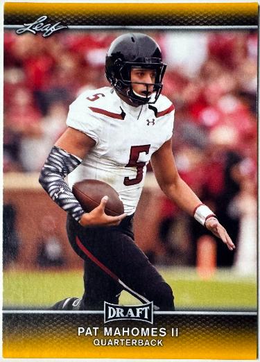 Patrick Mahomes II 2017 Leaf Draft Gold Rookie Card (RC) #56 (Texas Tech/Kansas City Chiefs)