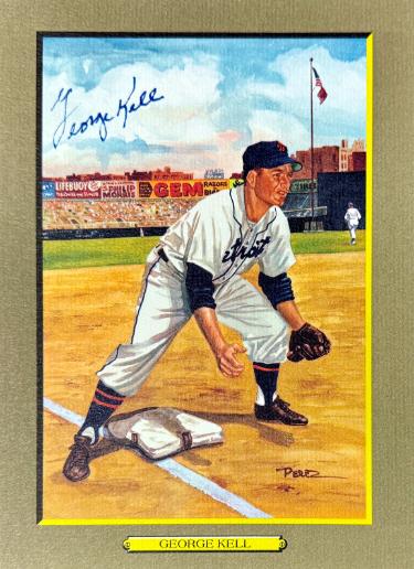George Kell signed Detroit Tigers Perez Steele Great Moments 5.75x8 Postcard #59- Beckett (HOF)