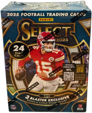 2025 Panini Select NFL Football Blaster Box- 6PK/4CPP/24CPB - New/Factory Sealed (Green & Yellow Prizms!)