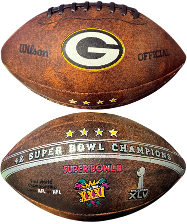Green Bay Packers 4X Super Bowl Champions NFL Mini Football 8.5"- NEW