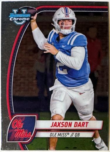 Jaxson Dart 2024 Bowman University Chrome Rookie Card (RC) #6 (Ole Miss/Giants)