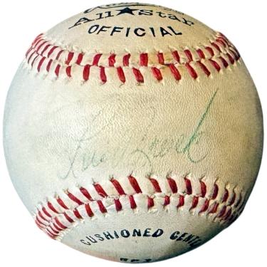 Lou Brock signed Ofc Rawlings All Star Baseball imperfect- COA (HOF/Cardinals)