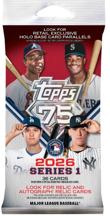 2026 Topps Series 1 MLB Baseball Fat Pack-36 Cards- New/Factory Sealed