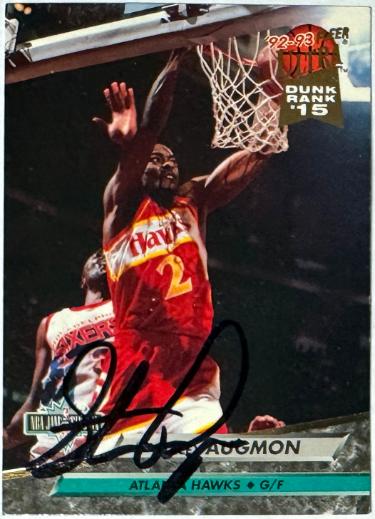 Stacey Augmon signed 1992-93 Fleer Ultra Dunk '15 Certified On Card Auto #215 (Atlanta Hawks)