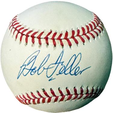 Bob Feller signed Official Rawlings ROAL American League Baseball minor tone- COA (Cleveland/HOF)