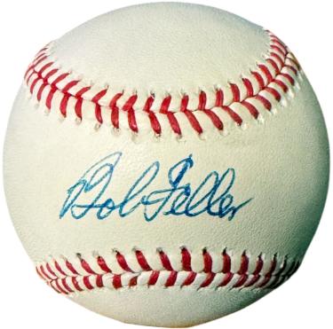 Bob Feller signed Official Rawlings ROAL American League Baseball Minor Tone- COA (Cleveland/HOF)