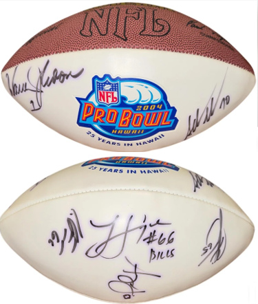 2004 Pro Bowl Ball signed Wilson NFL White Panel Football 6 sigs Warren Moon- COA