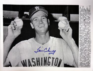 Tom Cheney signed 1962 Washington Senators 8.5x11 Photo - COA 21 Strikeouts/K's