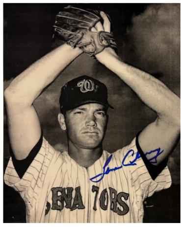 Tom Cheney signed Washington Senators 8x10 Photo- COA (21 Strikeouts/K's)