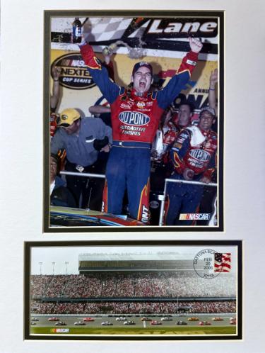 Jeff Gordon 2005 Daytona 500 8x10 Photo Custom Matted 12x16/First Day Of Issue USPS Stamp Cache/Envelope (2/20/2005)/New