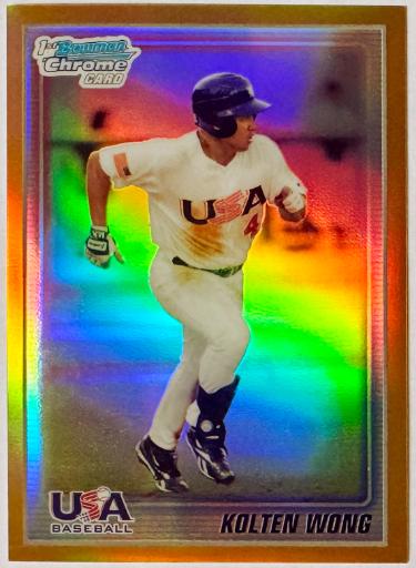 Kolten Wong 2010 1st Bowman Chrome Rookie Gold Refractor RC Card #USA-BC21- /50