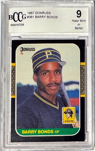 Barry Bonds 1987 Donruss Rookie Card (RC) #361- Beckett/BCCG Graded 9 NM or Better (Pittsburgh Pirates)