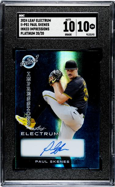 Paul Skenes signed 2024 Leaf Electrum Inked Impressions Platinum Rookie Auto Card 20/20 #II-PS1- SGC Graded 10/10 Auto (Pirates)
