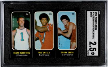 Oscar Robertson/Wes Unseld/Bobby Smith 1971-72 Topps Sticker/Card #34/35/36- SGC Graded 2.5 Good+