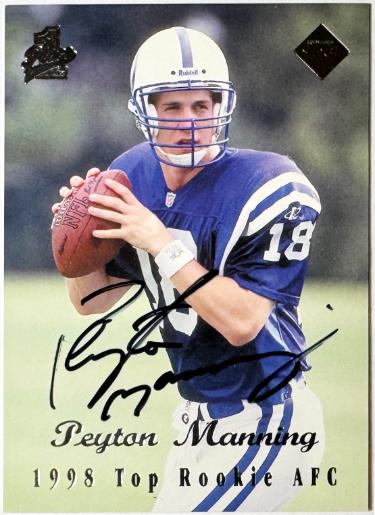 Peyton Manning signed 1998 Collector's Edge 1st Place Rookie Card #135- COA (Indianapolis Colts/HOF)