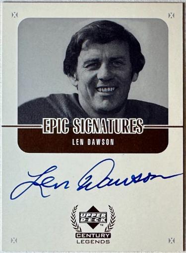 Len Dawson signed 1999 Upper Deck Century Legends Epic Signatures On Card Auto #LD (Kansas City Chiefs)