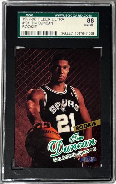 Tim Duncan 1997-98 Fleer Ultra Rookie Card #131- SGC Graded 88 NM/MT (San Antonio Spurs/HOF)