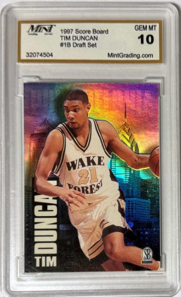 Tim Duncan 1997 Score Board Draft Set Rookie Card #1B- Mint Graded 10 Gem Mint (Wake Forest/San Antonio Spurs/HOF)