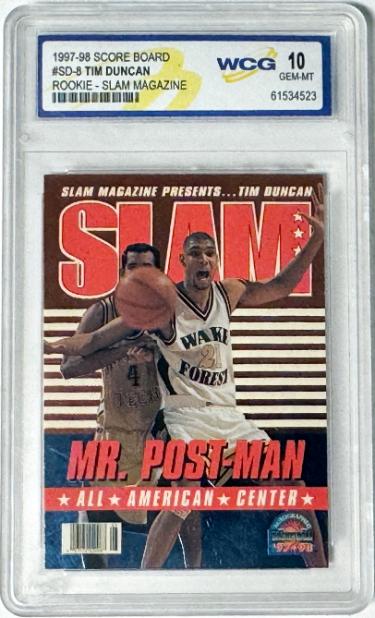 Tim Duncan 1997-98 Score Board Slam Magazine Rookie Card #SD8- WCG Graded 10 Gem Mint (Wake Forest/San Antonio Spurs/HOF)