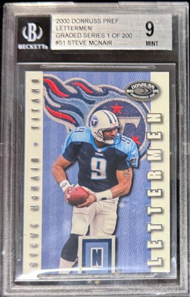 Steve McNair 2000 Donruss Preferred Lettermen Card #51 /500- BGS Graded 9 Mint (Tennessee Titans)