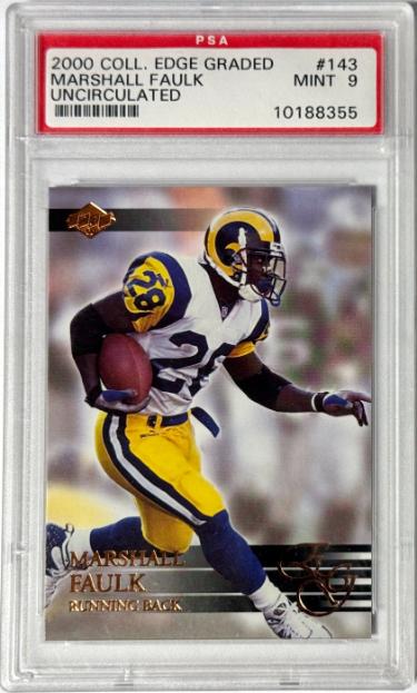 Marshall Faulk 2000 Collector's Edge Uncirculated #143 /5000 - PSA Graded 9 Mint (St. Louis Rams/HOF)
