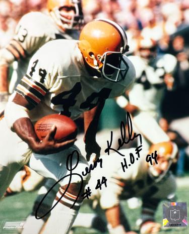 Leroy Kelly signed Cleveland Browns NFL 8x10 Photo #44/HOF 94 imperfect- COA