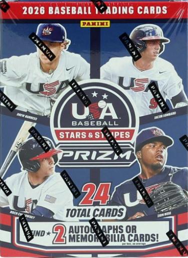 2026 Panini Prizm USA Stars & Stripes Baseball Blaster Box- 6 PK/4CPP/24CPB/New