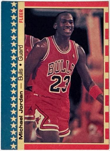 Michael Jordan 1987-88 Fleer Sticker/Card #2- (2nd Year/Chicago Bulls/HOF/GOAT)