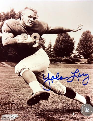 Yale Lary signed Detroit Lions Vintage Sepia NFL 8x10 Photo imperfect- COA