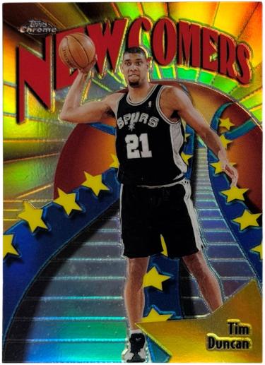 Tim Duncan 1998-99 Topps Chrome Season's Best Newcomers Refractor Card #SB26 (San Antonio Spurs/HOF)