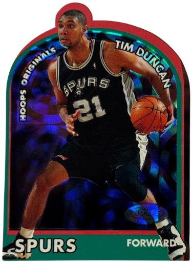 Tim Duncan 2000-01 Hoops Originals Hot Prospects Prizm Die-Cut Card #2H (San Antonio Spurs/HOF)