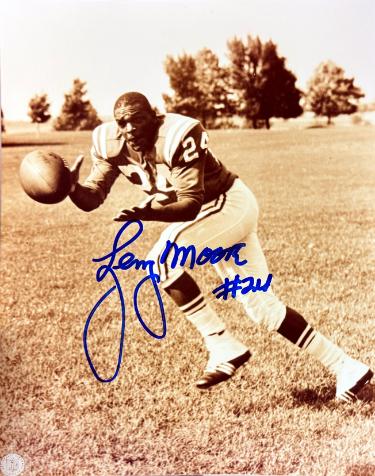 Lenny Moore signed Baltimore Colts NFL Sepia 8x10 Photo imperfect #24- COA (HOF)