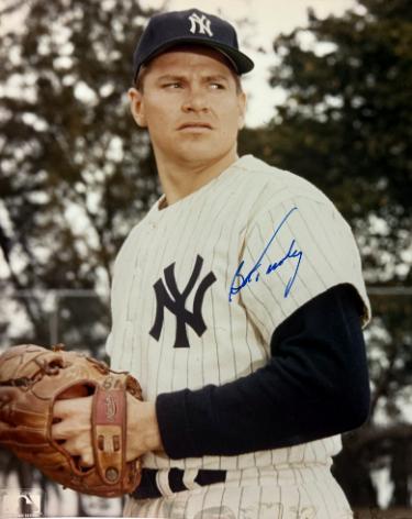 Bob Turley signed New York Yankees MLB 8x10 Photo imperfect- COA (1958 CY/WS MVP)