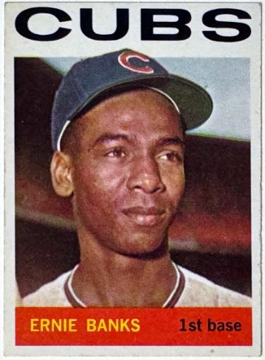 Ernie Banks 1964 Topps Baseball Card #55 - (Chicago Cubs/HOF/Mr Cub/Centered)