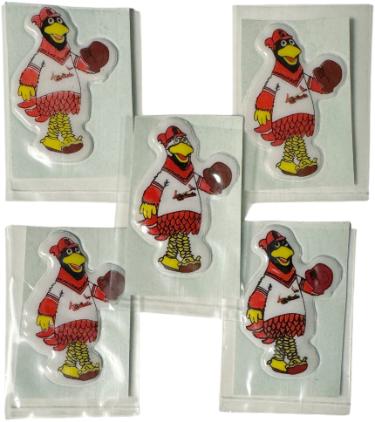 Fredbird St. Louis Cardinals Mascot 1980's Puffy Sticker- Lot of 5 -BRAND NEW