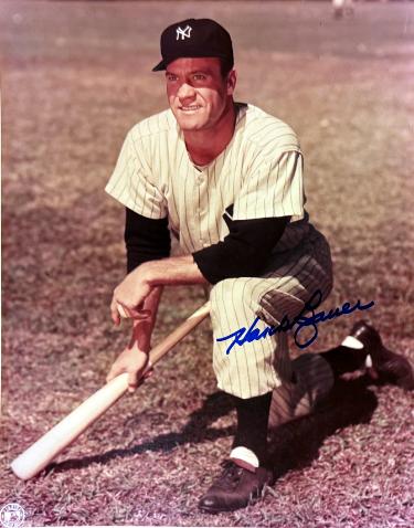 Hank Bauer signed New York Yankees MLB 8x10 Photo imperfect - COA (7X WS Champ)