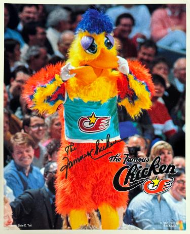The Famous Chicken signed 1991 San Diego Padres 8x10 Photo imperfect - COA