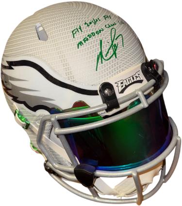 Michael Vick signed Eagles Riddell SpeedFlex FS Authentic Hydro Dipped Helmet/Visor w/ Fly Eagles Fly/Madden Cheat Code- BAS