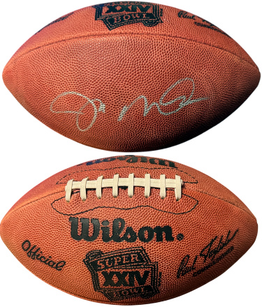 Joe Montana signed Official Wilson NFL SB XXIV Logo Tagliabue Leather Game Football- Beckett Review (49ers/MVP/HOF)