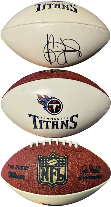 Vince Young signed NFL Wilson The Duke White Panel Tennessee Titans Logo Football #10- COA
