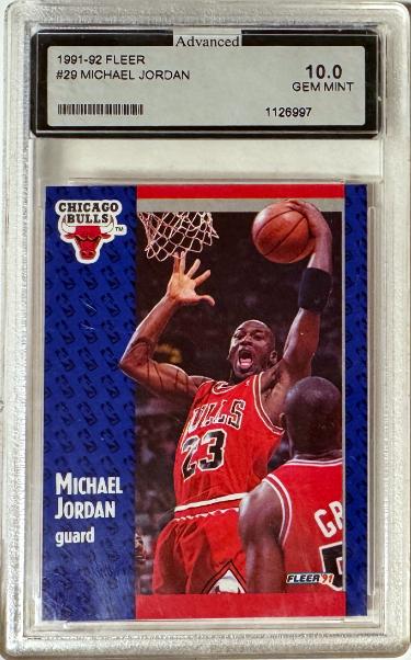 Michael Jordan 1991-92 Fleer Card #29- Advanced Grading 10 Gem Mint (Chicago Bulls/GOAT/HOF)