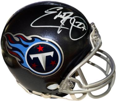 Eddie George signed Tennessee Titans Navy VSR4 Mini Helmet #27 imperfect- Beckett Witnessed