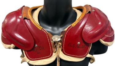 Vito "Babe" Parilli signed Hutch NS Vintage Youth Shoulder Pads- COA Boston/KY