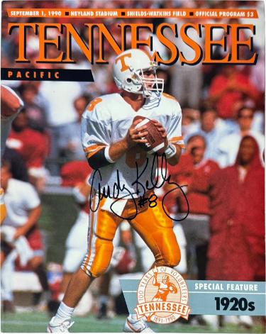 Andy Kelly signed Tennessee Volunteers 9/1/1990 Full NCAA Football Program- COA