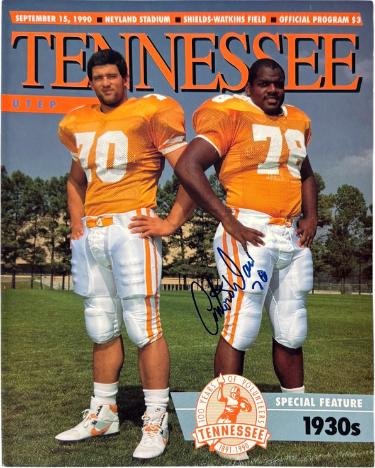 Antone Davis signed Tennessee Volunteers 9/15/1990 NCAA Football Program- COA